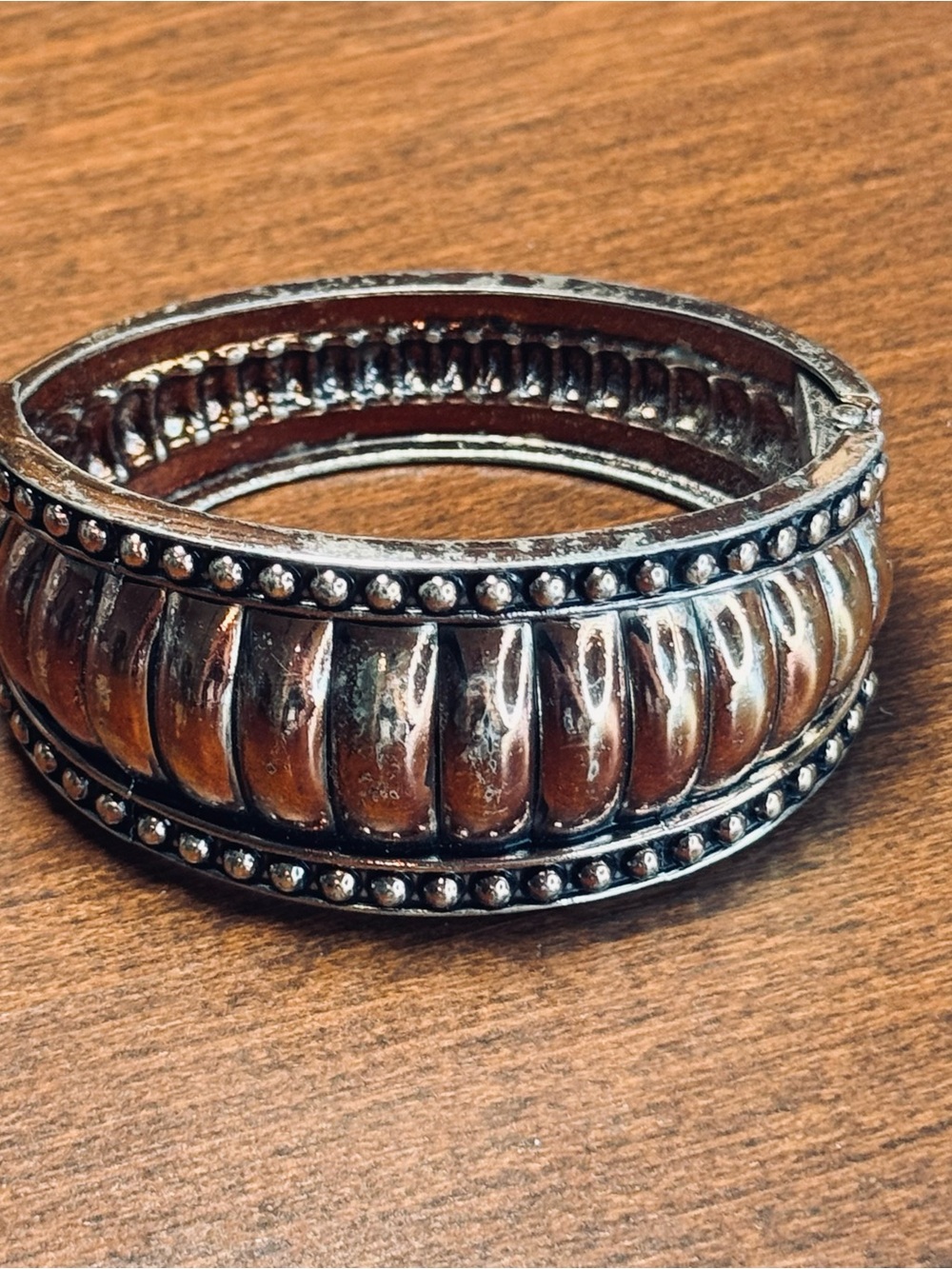 Ribbed Copper-Tone Stretch Bangle Bracelet - Women's Silver Jewelry